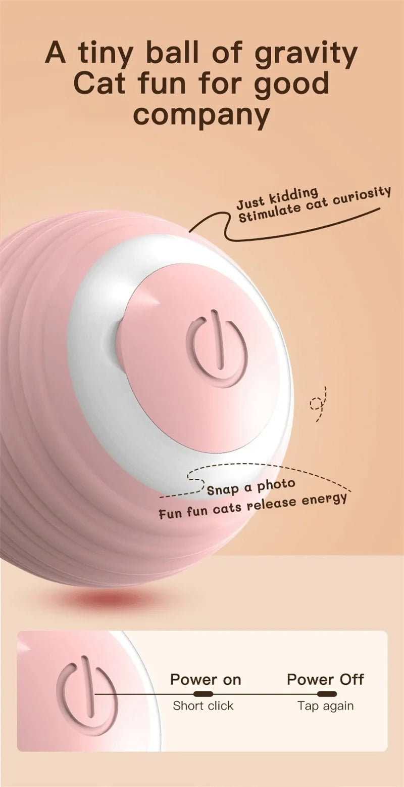 Automatic Rolling Cat Toy Ball – Self-Moving Electric Ball for Kitten Training & Play