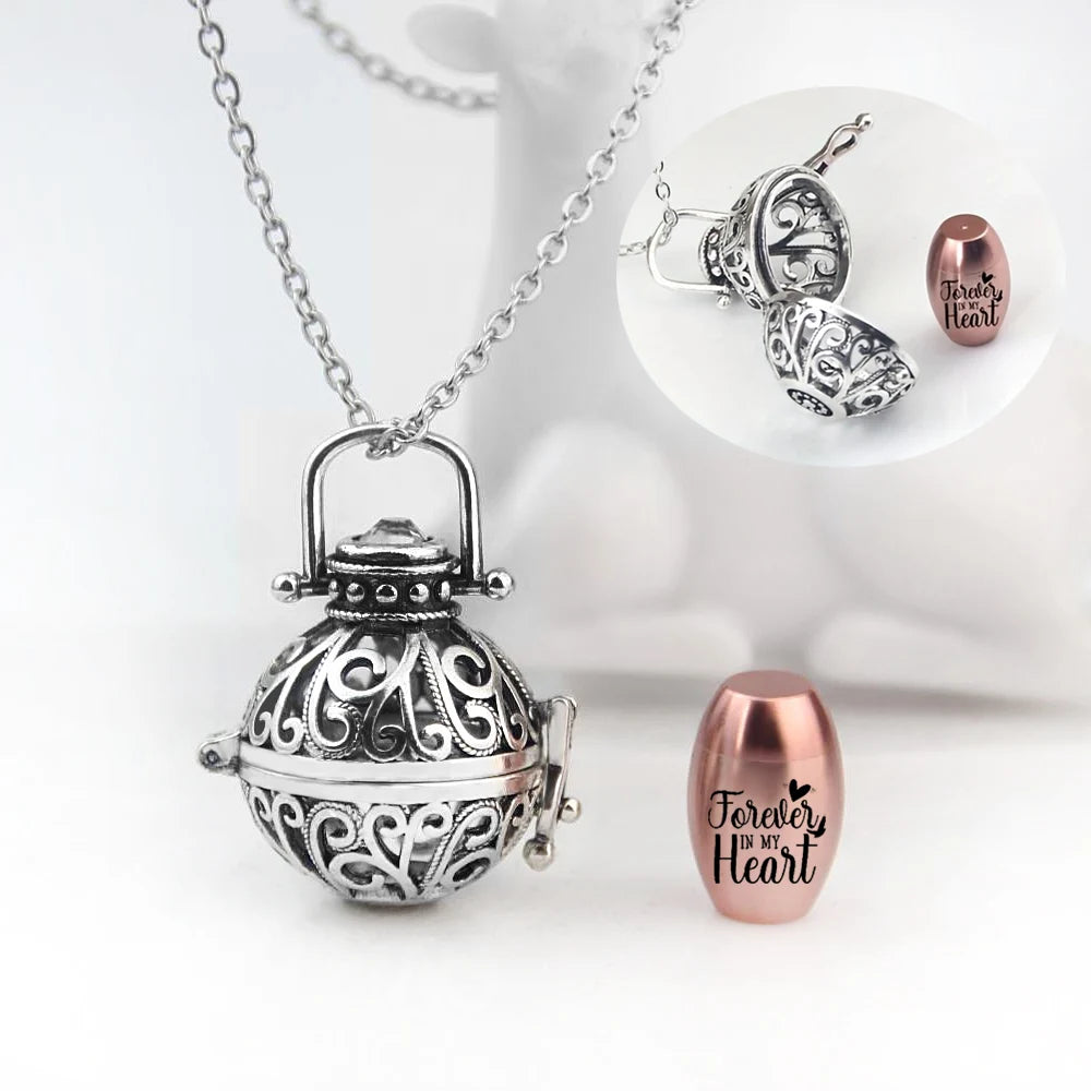 ,Vintage Hollow Flower Urn Necklace – Stainless Steel Cremation Jewelry Memorial Keepsake Pendant for Ashes