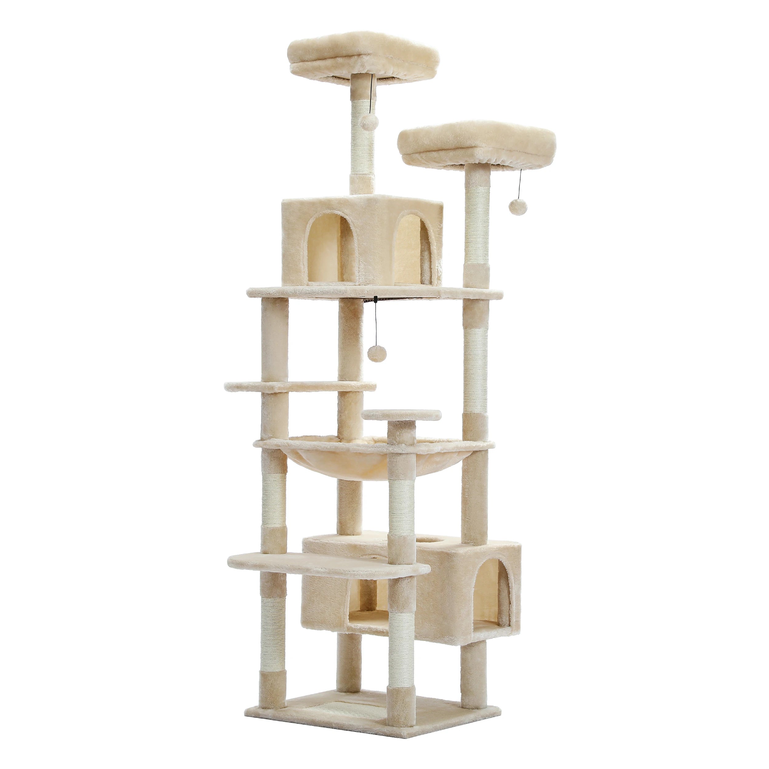 Large Multi-Level Cat Tree Tower – Tall Plush Indoor Cat Condo with Scratching Posts, Perches, Caves & Boards