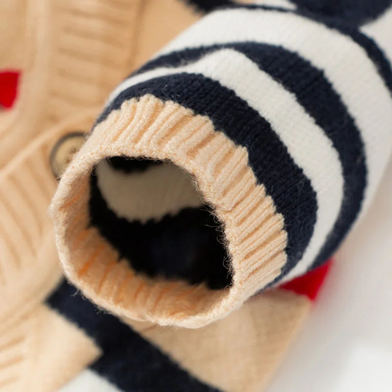 Luxury Striped Pet Cardigan Sweater – Warm Knit Outfit for Small Dogs & Cats (Chihuahua, Bichon Frise, Puppies & Kittens)