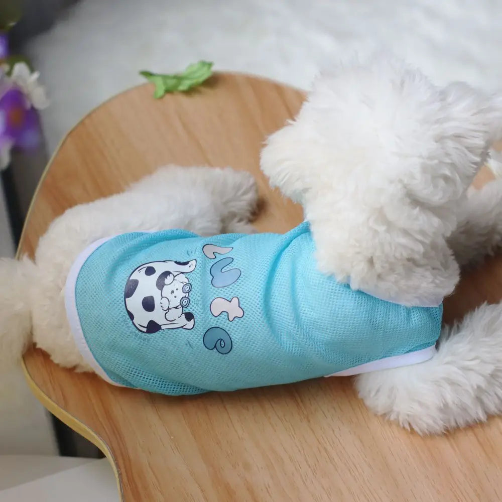Spring & Summer Mesh Pet Vest – Lightweight Cartoon Print Vest for Cats and Dogs (Medium & Large Breeds)