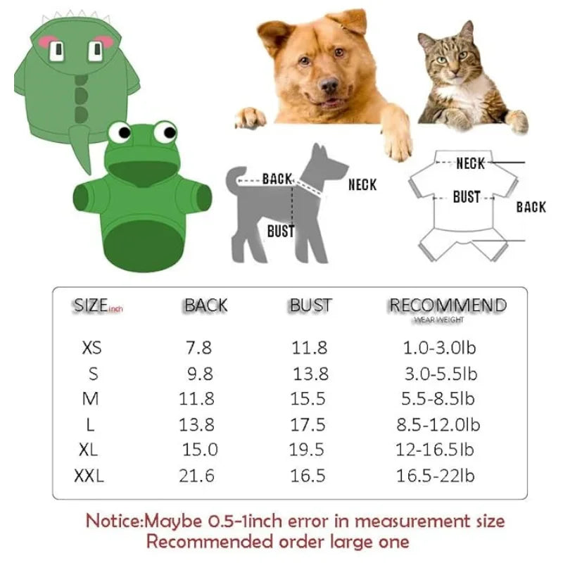 TONG Pet Dog & Cat Hoodie – Warm Christmas Sweater & Halloween Costume for Small Dogs