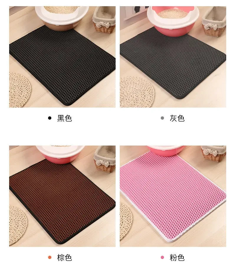 Double-Layer Waterproof Cat Litter Mat – Non-Slip, Washable Trap Pad with Bonus Gift