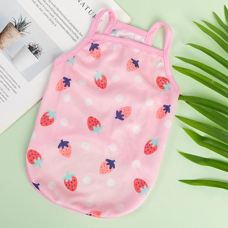 Ultra-Thin Summer Cooling Vest for Dogs & Cats – Breathable Fruit Print Pet T-Shirt (XS–XXL)