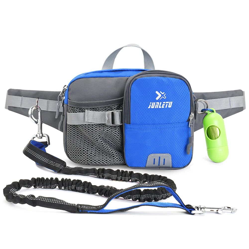 Retractable Hands-Free Dog Leash with Waist Bag – Adjustable Belt & Bottle Holder