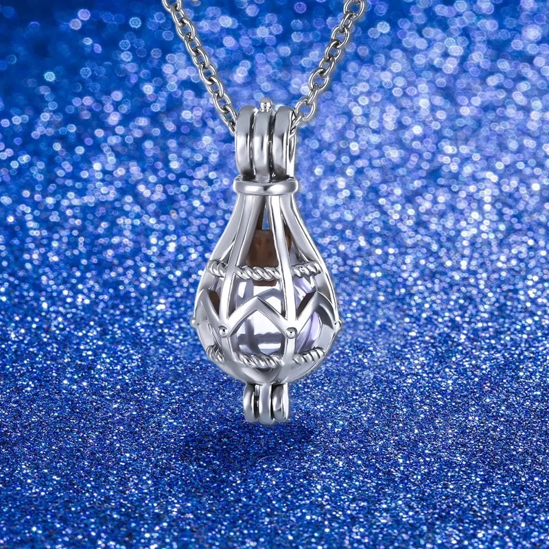Hollow Teardrop Keepsake Urn Necklace for Ashes – Openwork Memorial Locket Pendant