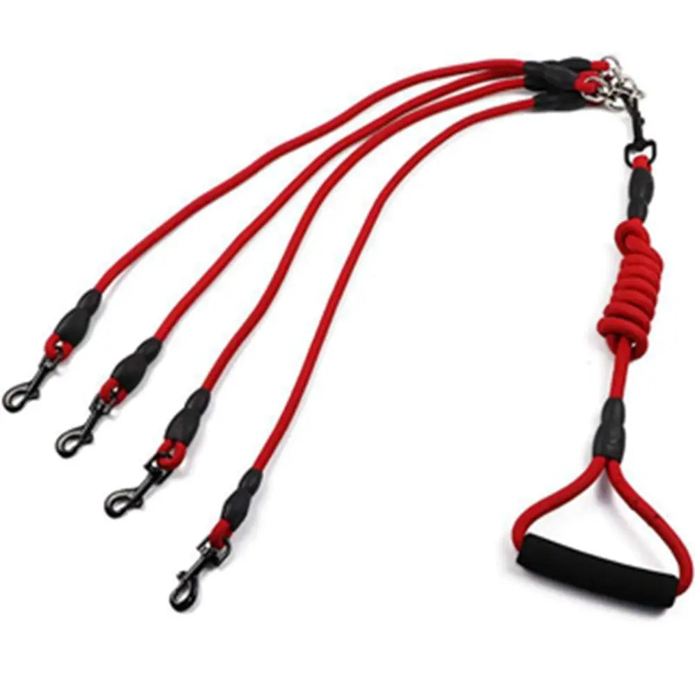 2/3/4 Way Dog Leash with Foam Handle – Durable 120cm Nylon Detachable Multi-Dog Leash for Walking & Training