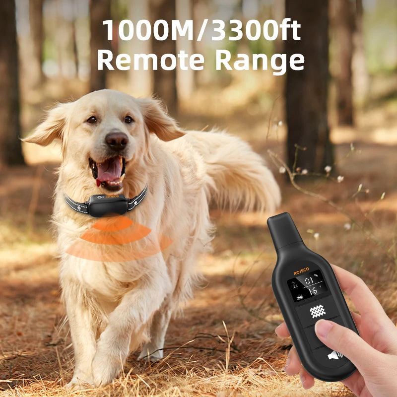 ROJECO Rechargeable Dog Training Collar – IPX7 Waterproof with Remote, Vibration & Shock Modes