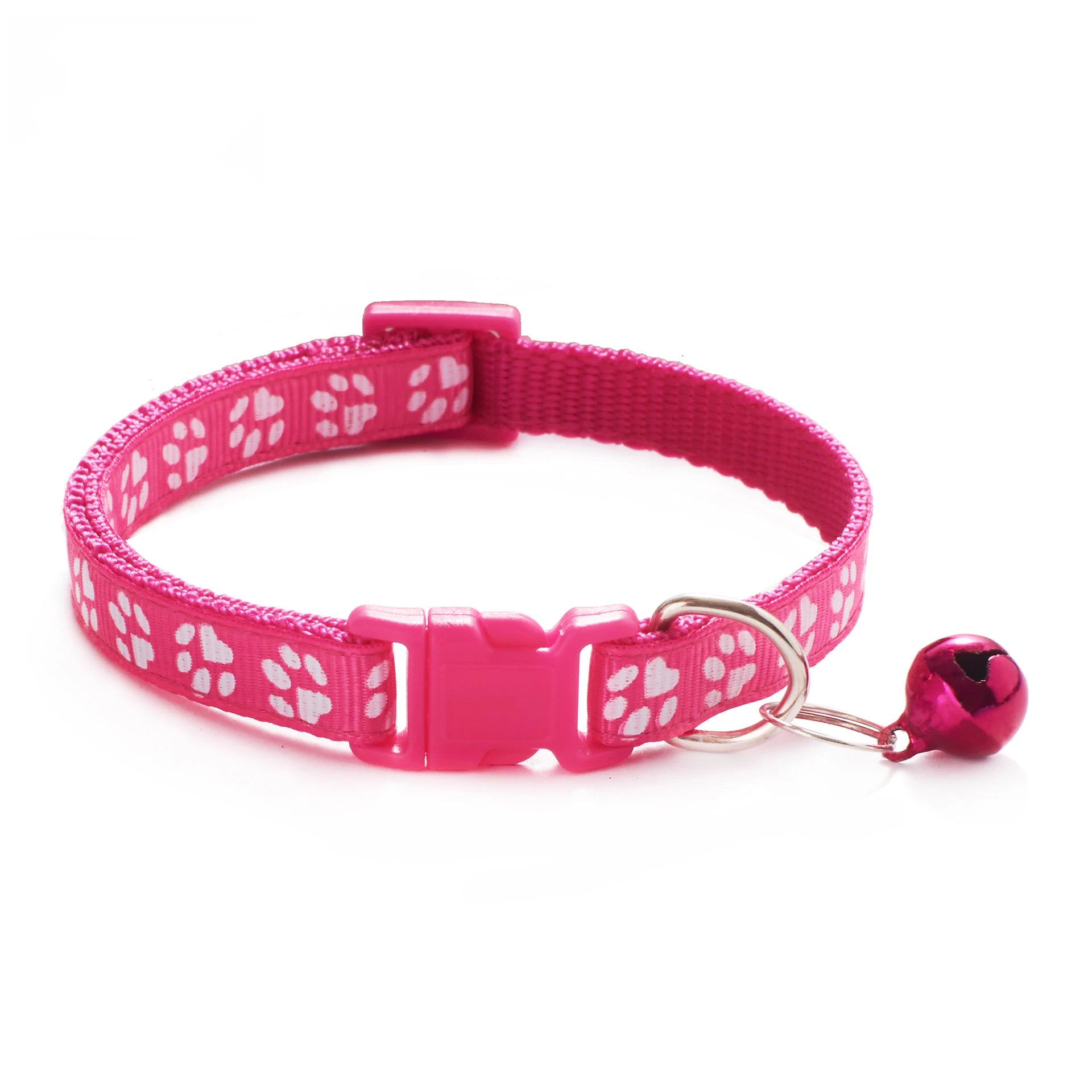 Adjustable Pet Collar with Bell – Colorful Cartoon Footprint Dog & Cat Collar for Puppies and Kittens