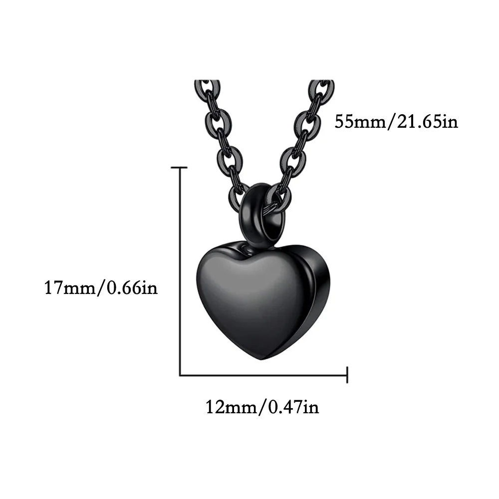 Small Heart Cremation Urn Necklace – Stainless Steel Memorial Keepsake Ash Pendant Jewelry