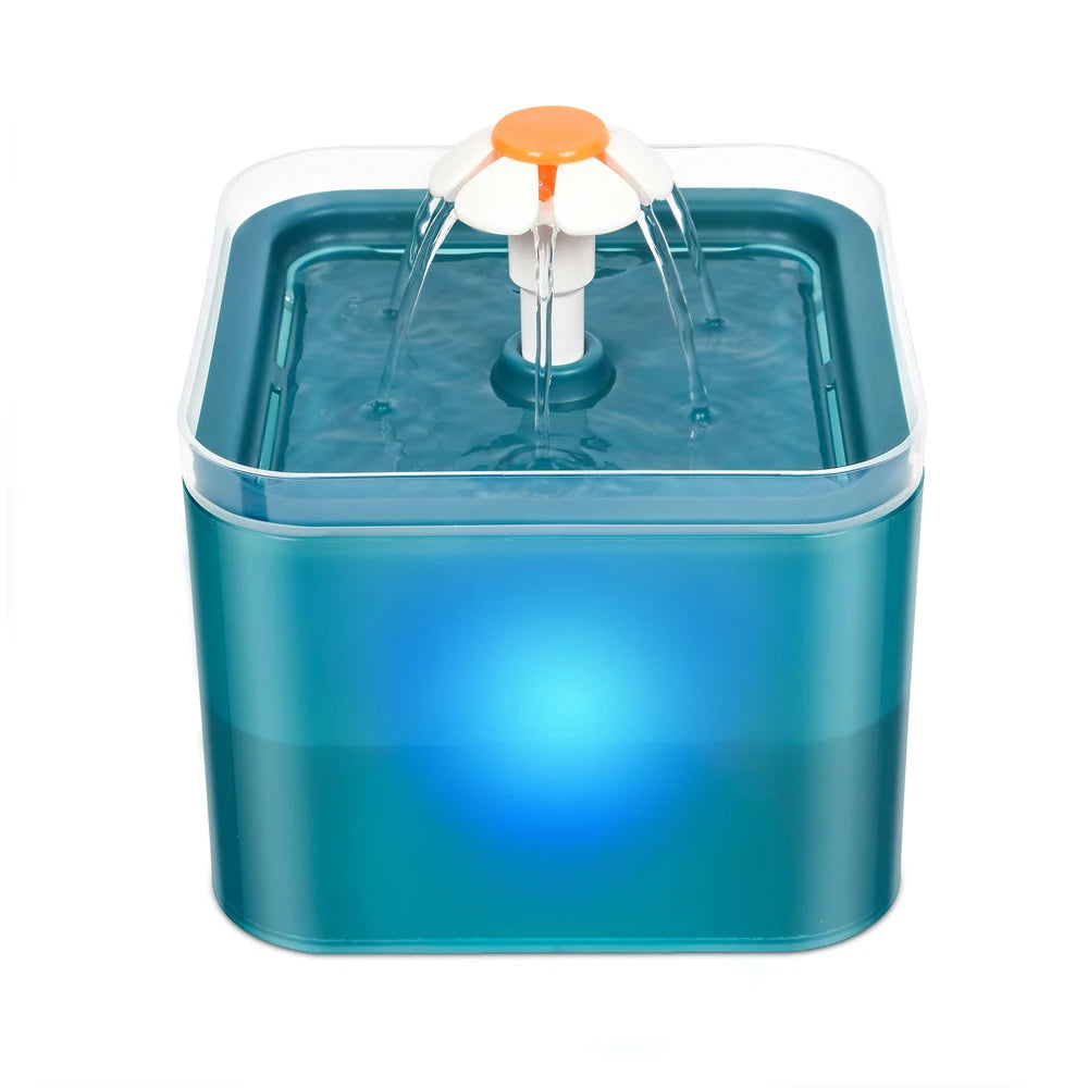 2L Automatic Pet Water Fountain with LED Light – USB Cat & Dog Water Dispenser with Recirculating Filter