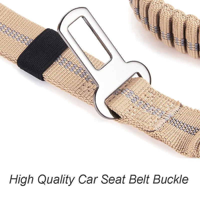Reflective Shock-Absorbing Tactical Bungee Dog Leash with Car Seatbelt Clip – Heavy Duty No-Pull Leash for Large Dogs
