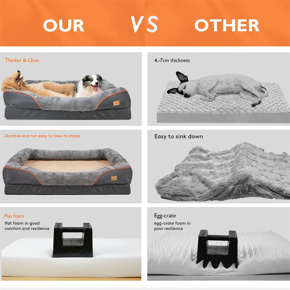 Jumbo Orthopedic Memory Foam Dog Bed – Waterproof Bolster Sofa with Removable Cover