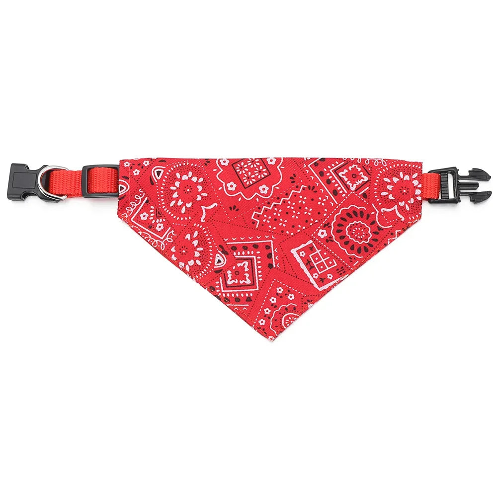 Adjustable Cotton Plaid Dog Bandana – Washable Pet Scarf with Bowtie Collar for Large Dogs & Cats