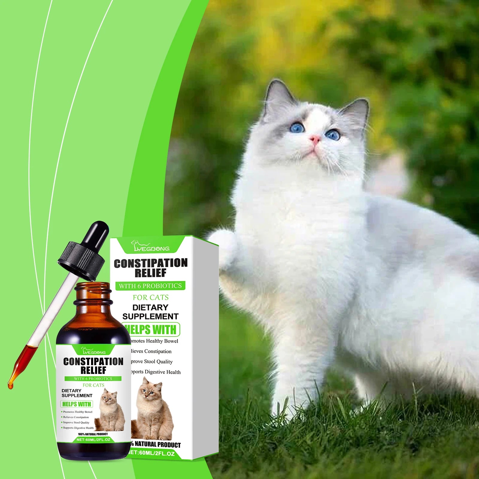 Yegbong Cat Probiotic Drops – Digestive & Immune Support Supplement | Enhances Vitality, Nutrient Absorption & Overall Health