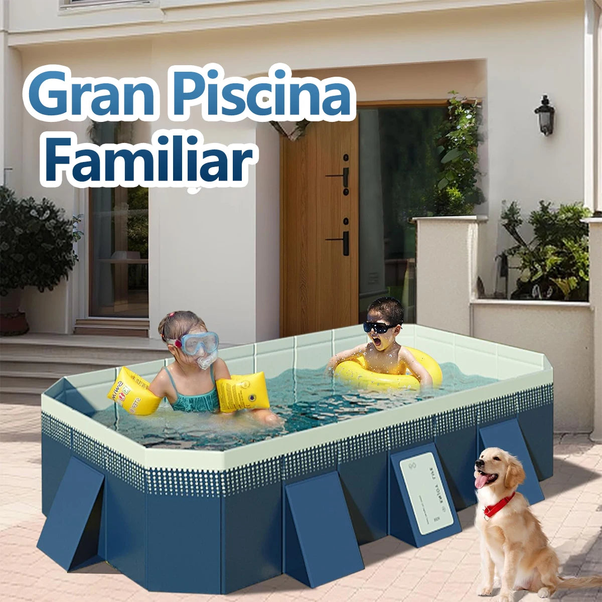 2.6m / 3m Foldable Outdoor Swimming Pool – Non-Inflatable Hard Plastic Pool for Kids, Adults & Dogs