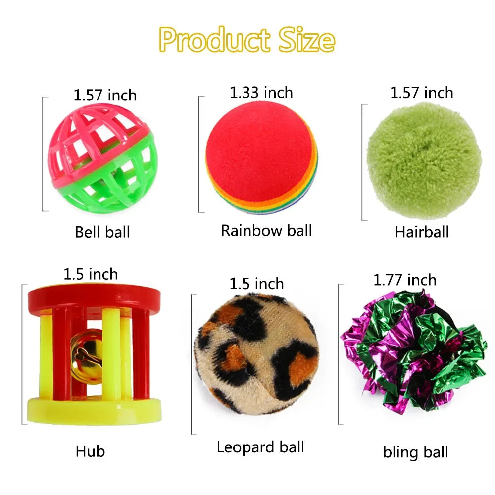 Kitten Toys Variety Pack – Cat Toy Set with Funny Wand, Sisal Mouse, Bell Balls & Interactive Cat Supplies