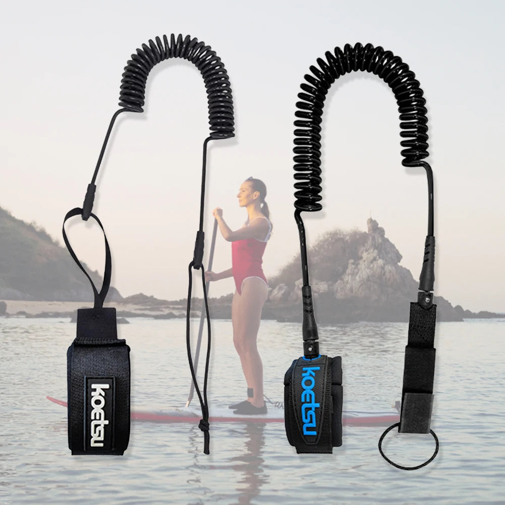 Coiled SUP Surfboard Leash – TPU Paddle Board Ankle Strap