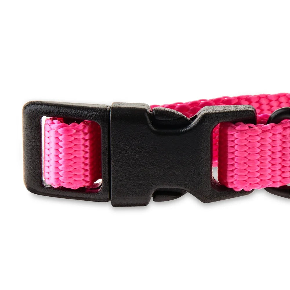 2-Pack Adjustable Pink Dog Collars – Durable, Comfortable Polyester with Easy Clip Buckle for Daily Use