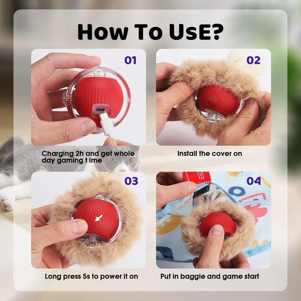 Interactive Cat Toy Play Mat – Automatic Motion Rolling Ball, Hide & Seek Game for Indoor Cats & Kittens