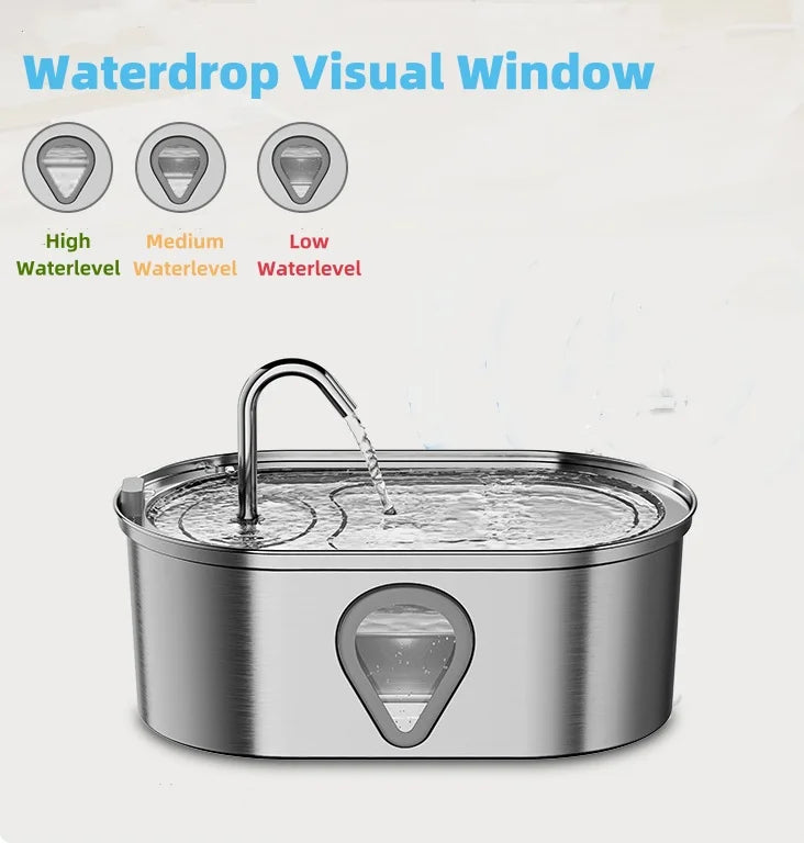 3.5L Stainless Steel Automatic Pet Water Fountain with LED Light – Large Capacity Cat & Dog Drinking Dispenser