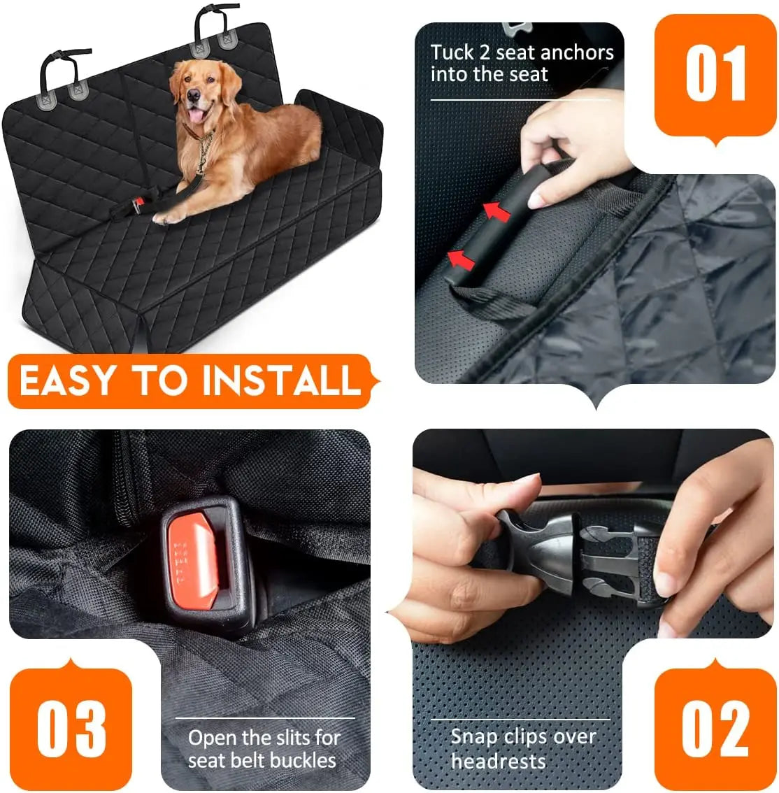 Pet Dog Car Seat Cover – Foldable Waterproof Travel Carrier Mat | Non-Slip Rear Seat Protector for Medium & Large Dogs