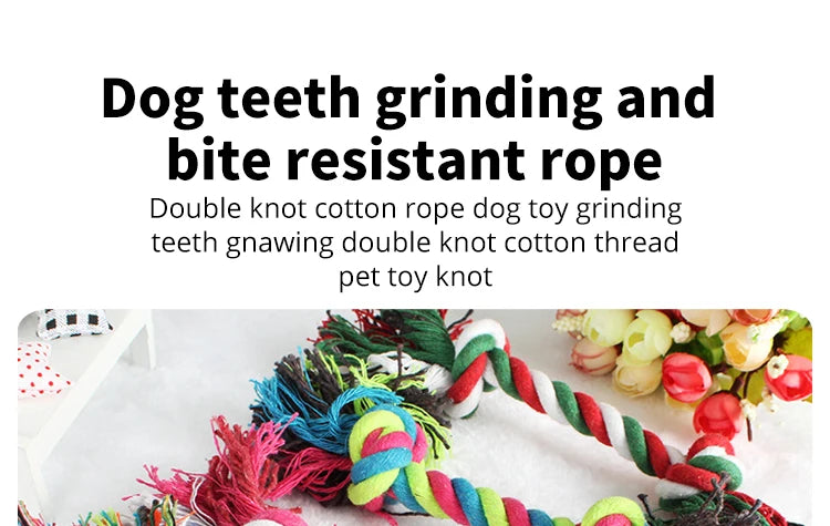 Dog Chew Toy – Bite-Resistant Cotton Rope Knot for Small Dogs and Puppies