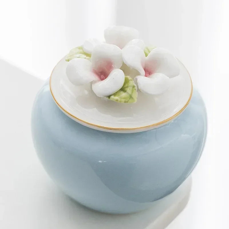 Handmade Floral Pet Urn – Decorative Cremation Urn for Dogs, Cats, Birds & Small Pets, Sealed Memorial Storage Jar