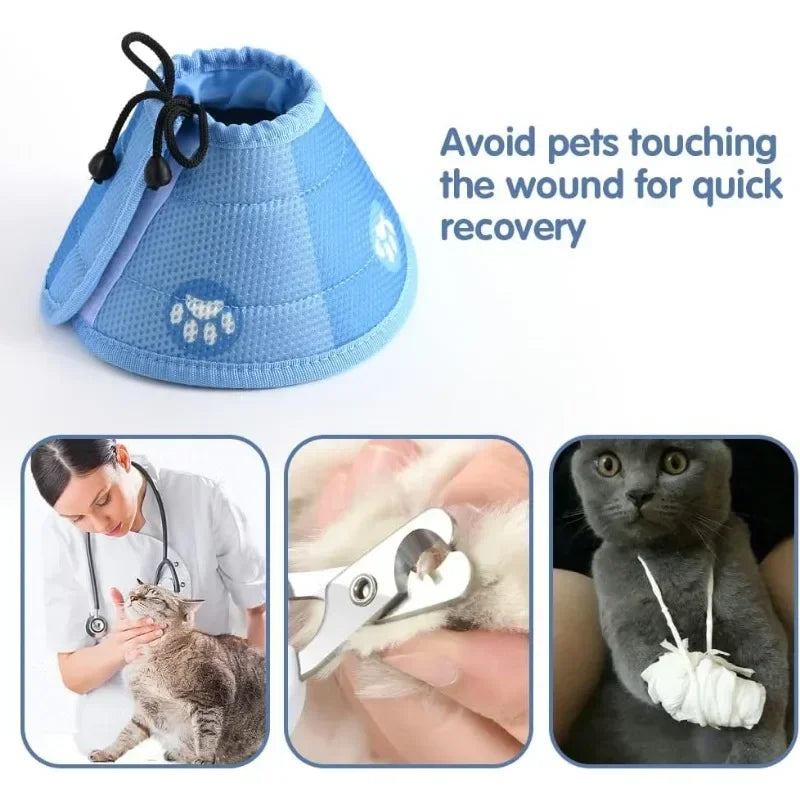 Adjustable Soft Cat Recovery Cone – Anti-Bite Protective Collar for Cats & Small Dogs