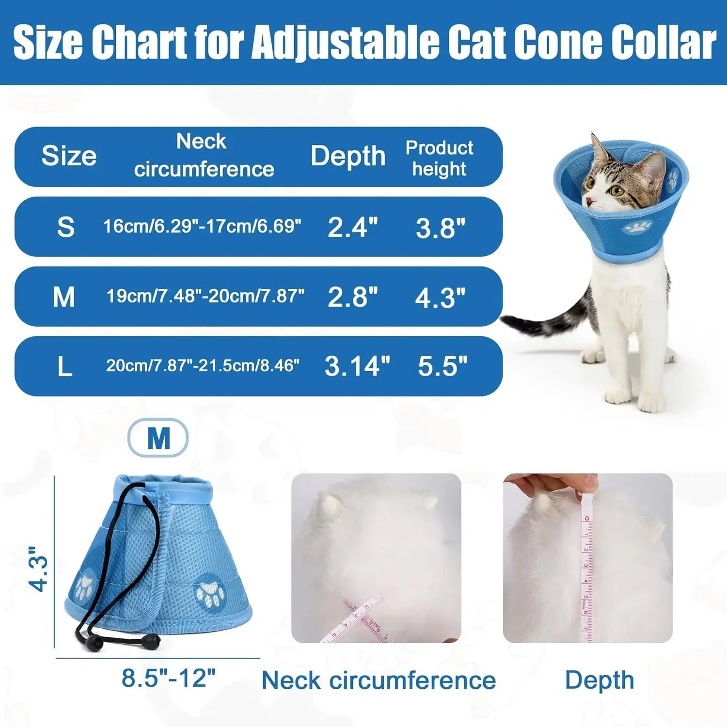 Adjustable Soft Cat Recovery Cone – Anti-Bite Protective Collar for Cats & Small Dogs
