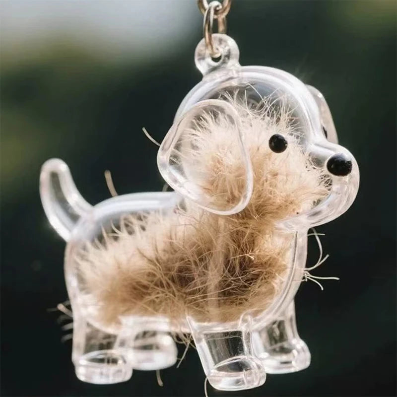 Dog Fur Keepsake Capsule – Clear Pet Hair Memorial Keychain, DIY Pendant & Home Display Gift