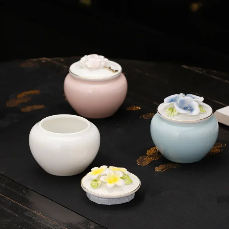 Handmade Floral Pet Urn – Decorative Cremation Urn for Dogs, Cats, Birds & Small Pets, Sealed Memorial Storage Jar