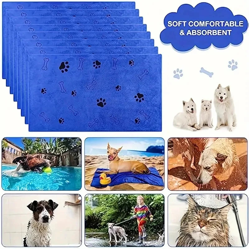 2pcs Soft Microfiber Dog Towels – Quick-Dry & Absorbent Pet Bath and Grooming Towels