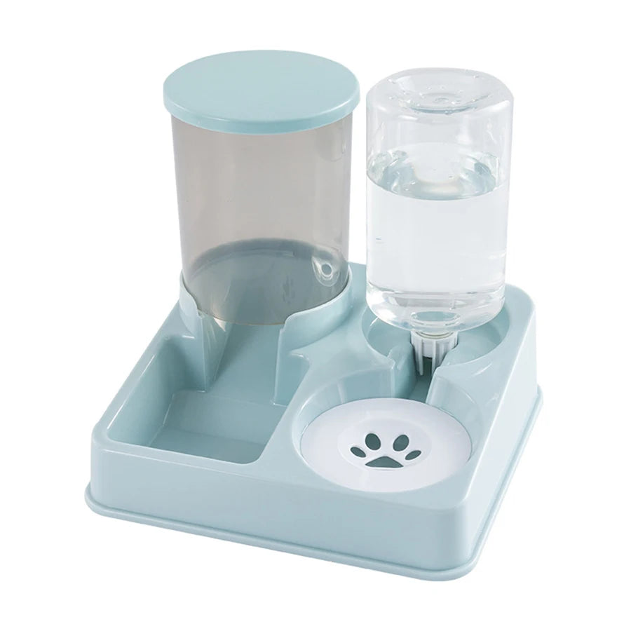 Automatic Cat Feeder & Water Dispenser – 2-in-1 Gravity Pet Food and Waterer with Tilted Bowl Design