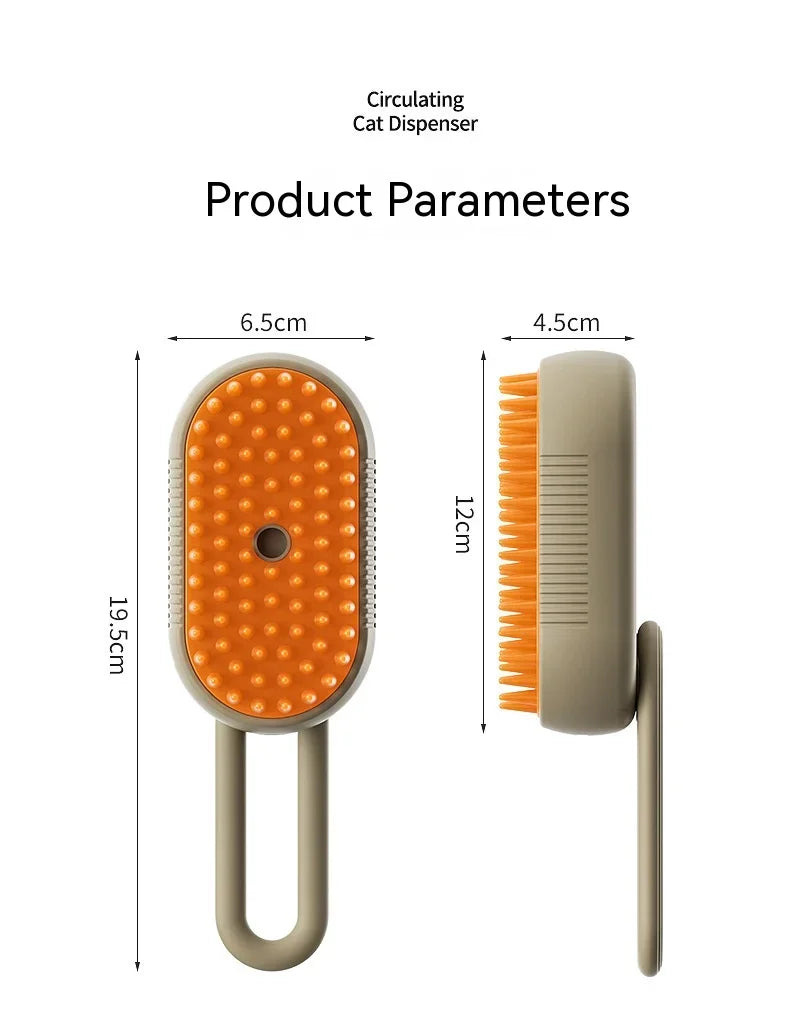 3-in-1 Pet Steam Brush – Electric Grooming Comb with Spray & Massage for Cats and Dogs