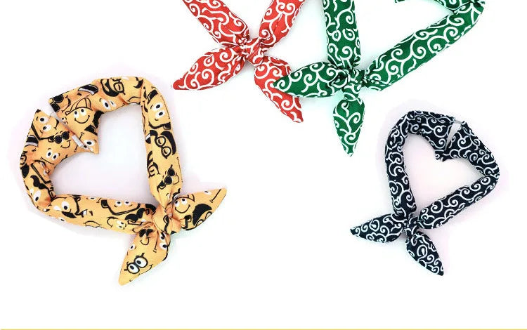 Japanese Farmhouse Style Dog Bandana – Soft Cotton Pet Scarf with Bow Accent for Akita, Shiba & More