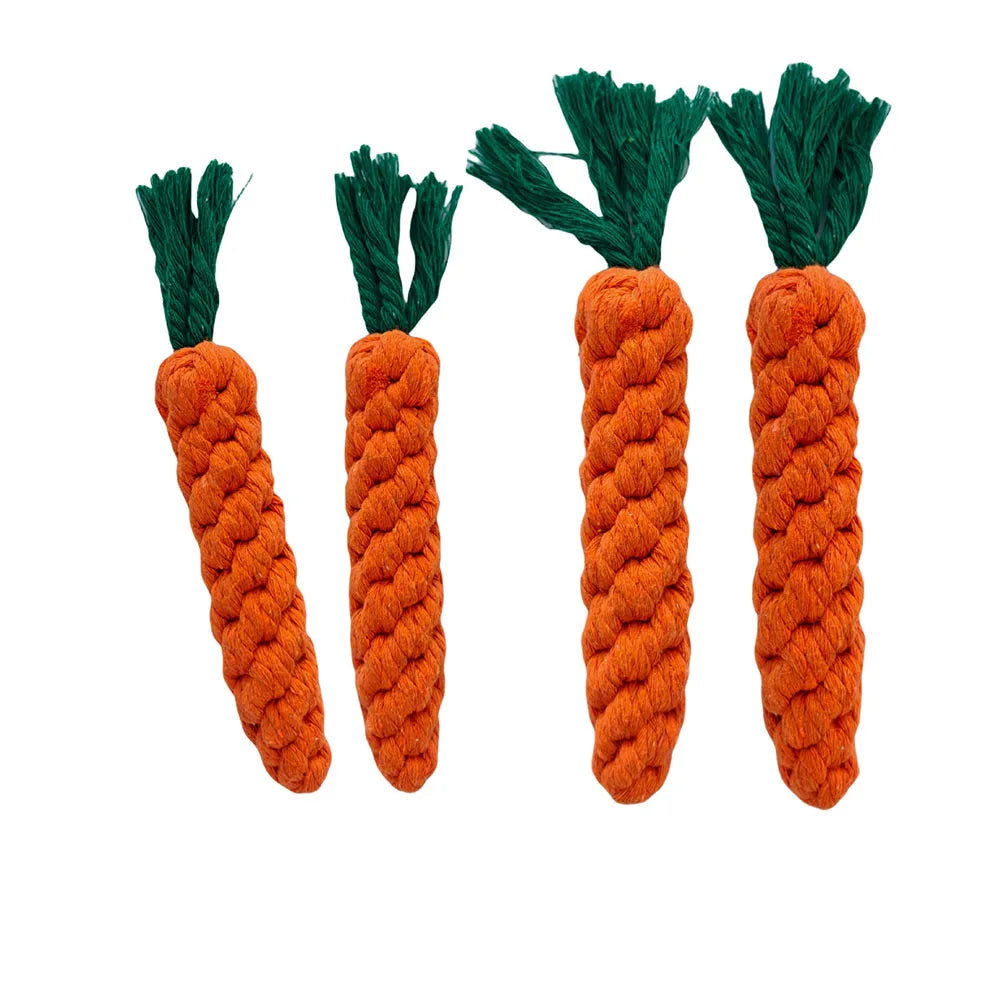 1Pc Carrot Dog Bite Rope Toy – Durable Braided Cotton Chew Toy for Puppies & Small Dogs – Safe, Molar & Teeth Cleaning Toy
