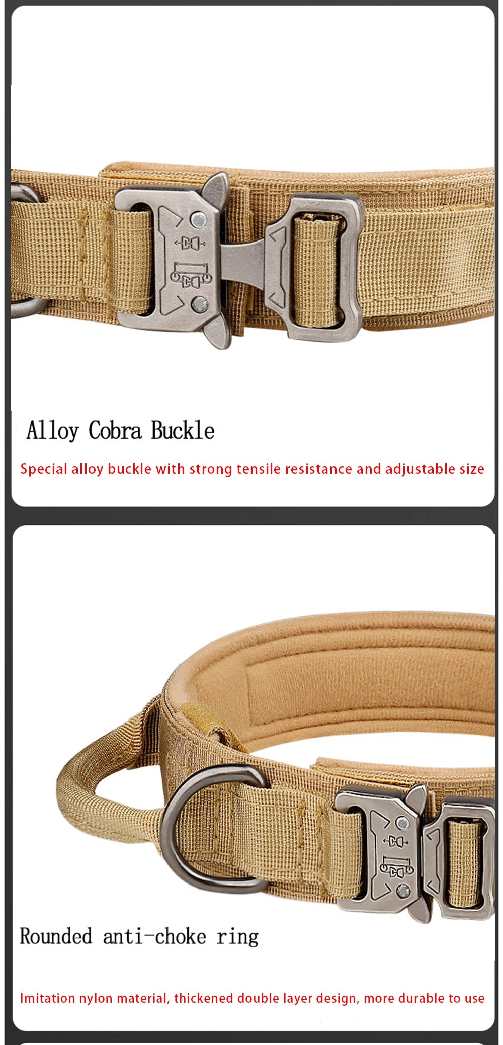 Outdoor Tactical Dog Collar – Heavy-Duty Nylon Training Collar with Metal Buckle for Medium & Large Dogs