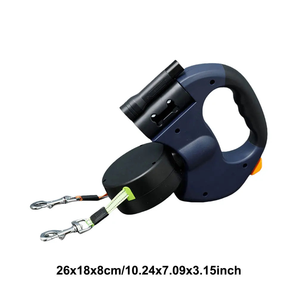 Double Headed Dog Leash – 360° Swivel Dual Pet Walking Leash with LED Light