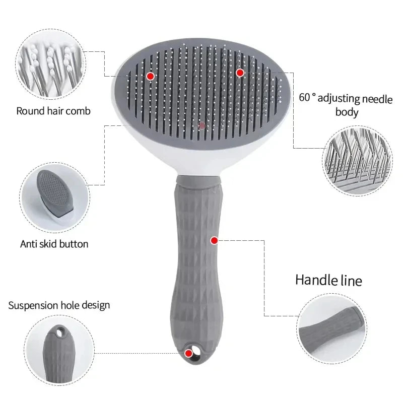 Self-Cleaning Pet Grooming Brush – Hair Remover & Dematting Tool for Dogs and Cats