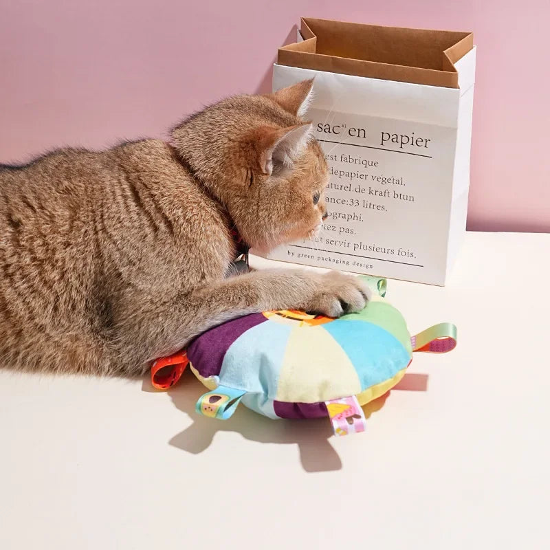 Funny Rainbow Plush Flying Saucer Dog Toy – Interactive Flying Disc for Outdoor Training & Chewing