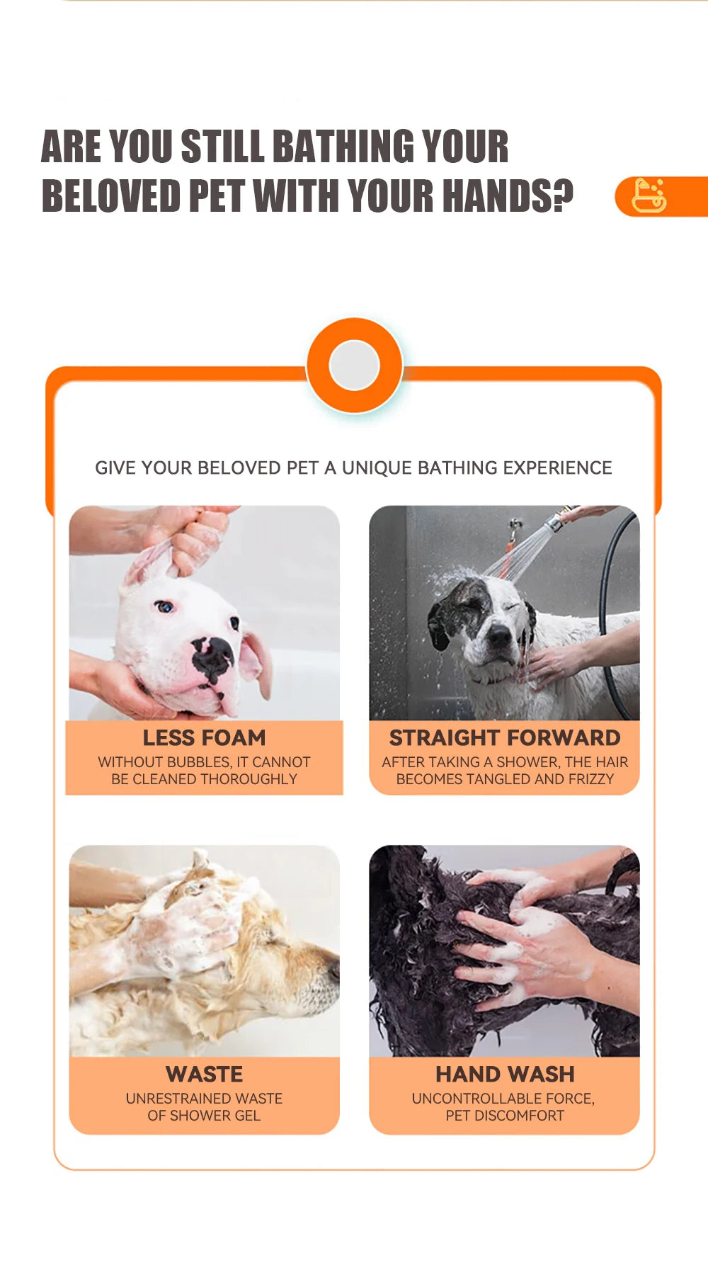Dog Bath Brush – Silicone Pet Shampoo Scrubber & Soap Dispenser, Cat Massage Grooming Comb, Soft Rubber Puppy Cleaning Brush
