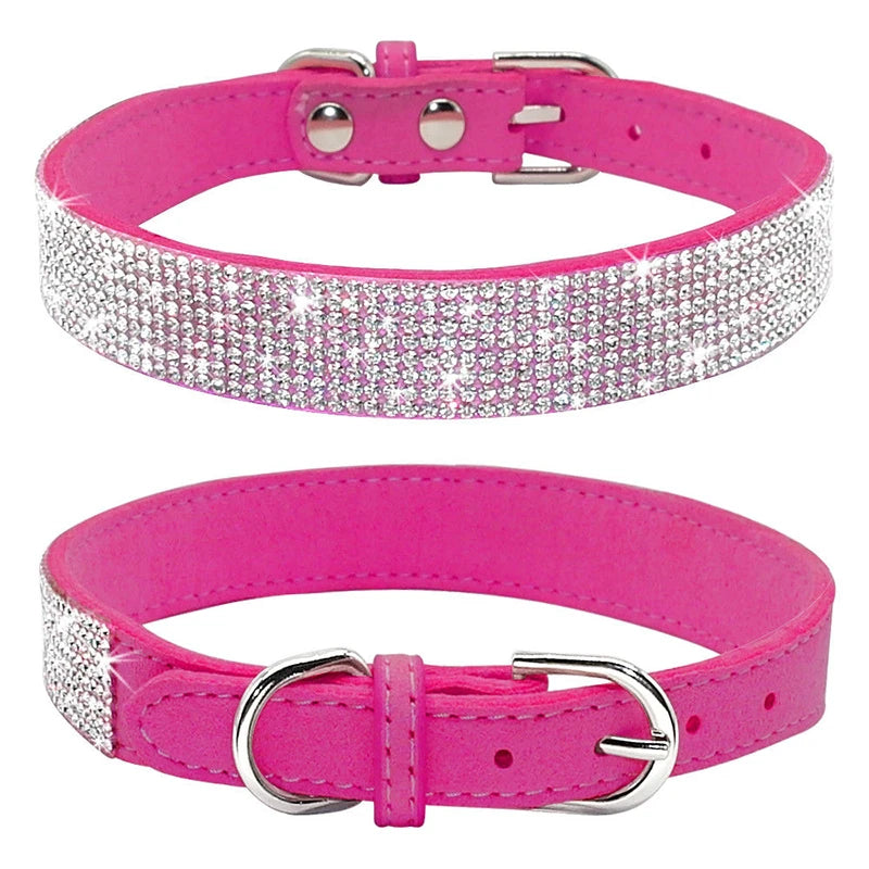 Crystal Glitter Rhinestone Dog Collar – Sparkling Pet Collar with Zinc Alloy Buckle for Small & Medium Dogs and Cats