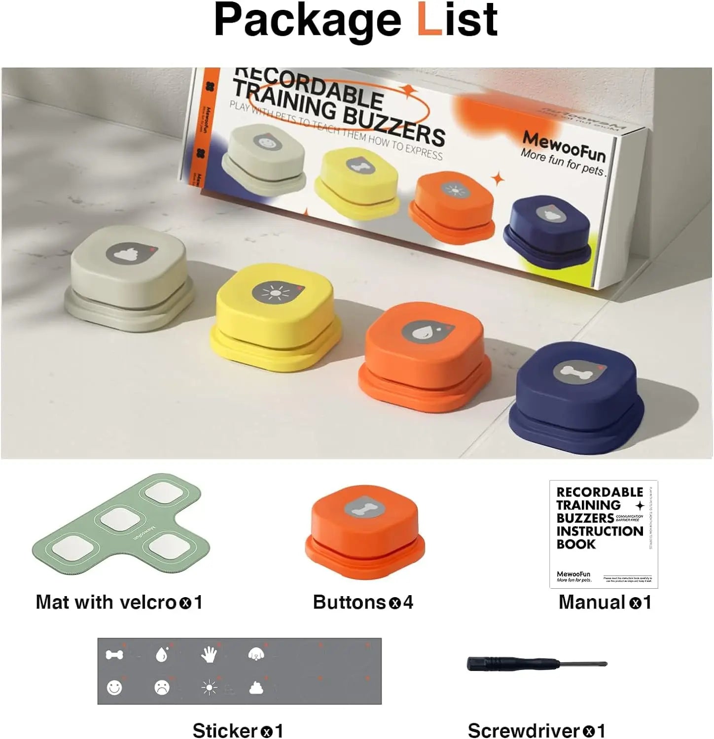 MEWOOFUN Dog Button Record – Interactive Talking Pet Communication Toy with Pad & Stickers