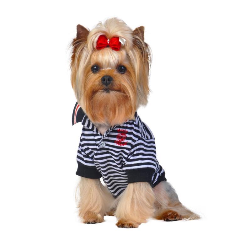 Black/White Stripe Polo Dog Shirt