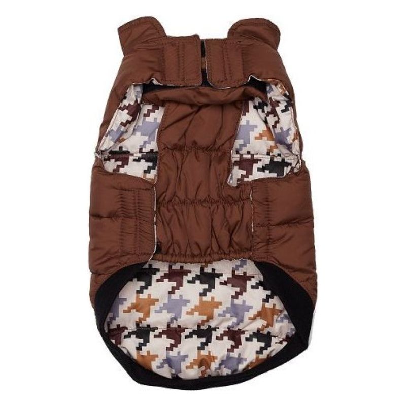 Brown / Houndstooth Flex-Fit Reversible Puffer Pet Coat