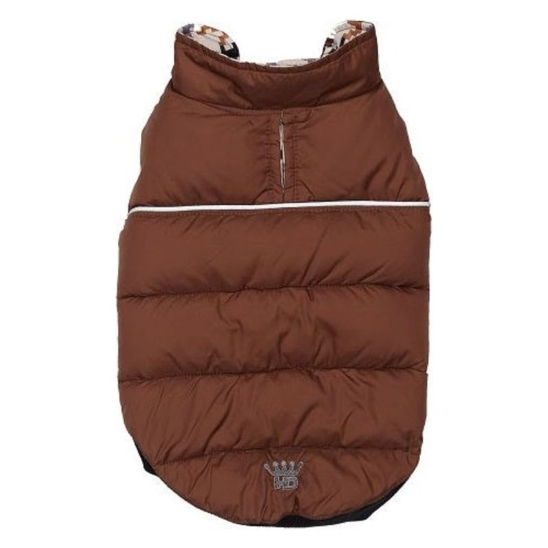 Brown / Houndstooth Flex-Fit Reversible Puffer Pet Coat