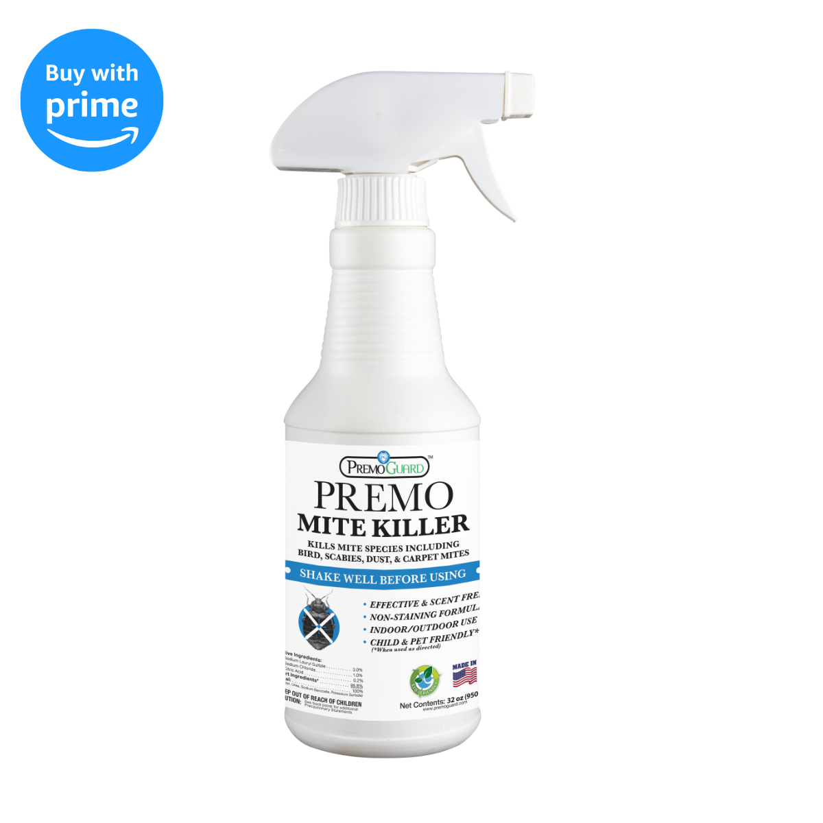 Mite Killer Spray 32 oz - All Natural Non-Toxic - By Premo Guard