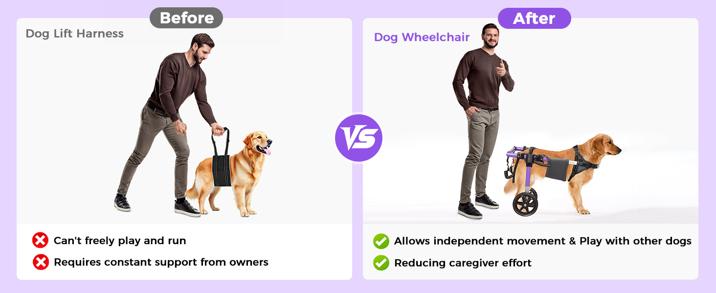 Dog Wheelchair for Back Legs – Lightweight Aluminum Frame with All-Terrain Wheels | Mobility Support for Large Dogs