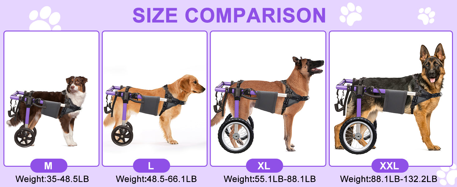 Dog Wheelchair for Back Legs – Lightweight Aluminum Frame with All-Terrain Wheels | Mobility Support for Large Dogs